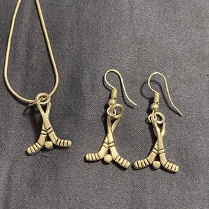 Matching Hockey Fan Earrings and Necklace with Chain
